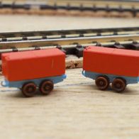 Feldbahn, Loren mit Dieseltank, orange-hellblau, 2 Stück, Modellbahn Union N-A50377