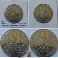 1988, Germany (FRG) -10 Mark (F)- Carl Zeiss-silver coin