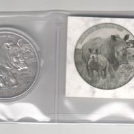 1000 Francs Kongo 2015 Rhinozerosfamilie Silber