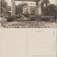 Berggiesshübel Hochwasser am 08.07.1927, Foto Karte, Nr.30. Bahnhof Kran. Erh.1