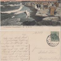 Brunshaupten-Ostsee AK 1910 Strandleben Burgenbau, Erhaltung 1