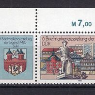 DDR 1980 Briefmarkenausstellung der Jugend, Zella-Mehlis W Zd 454 postfrisch ER ore