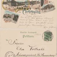 Chemnitzt-Litho-AK 1898 mit Kaserne, Neumarkt, Hauptpost Erh.2