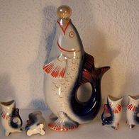 5-teiliges Polonnoe ZHK Porzellan-Likör-Set in Koi-Fisch-Form