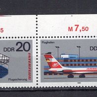 DDR 1980 25 Jahre Interflug Zusammendruck W Zd 445 postfrisch Eckrand oben links