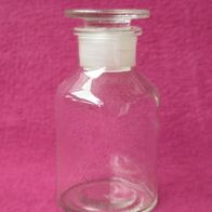 DDR Apotheker Glas Flasche Stöpsel weiß 250ml Medizin Gefäß Pulver Stopfen Decke