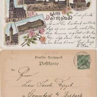 Darmstadt-Litho-AK 1899 Gruss aus Darmstadt Mehrbildlitho Erhaltung 2