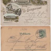 Darmstadt-Litho-AK 1902 Gruss aus Darmstadt Mehrbildlitho Erhaltung 2