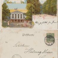 Demmin-Gesellschaftshaus-Litho AK 1899 Inhaber C. Fründt Erhaltung 2 Fehler oben,