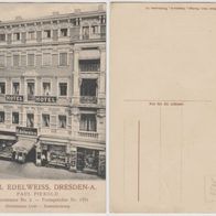 Dresden-Wettinerstrasse um1918 Hotel Edelweiß Erhaltung 1 Knick rechts