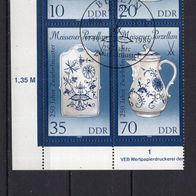 DDR 1989 Meissener Porzellan (III) Viererblock MiNr. 3241 - 3244 II ESST Berlin ER ul