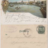 Dresden-Litho-AK 1901 Blick von der Marienbrücke Erhaltun 2