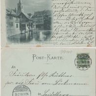 Erfurt-Mondscheinkarte AK 1898 Blck vom Dämmchen auf die Krämerbrücke Erh.2