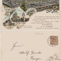 Erfurt-Reklamekarte-Litho-AK 1899 von Blumenschmidt, schöne Kartein beste Erh.,