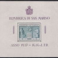 San Marino Block 1 1937 Unabhängigkeit Giosuè Carducci * *