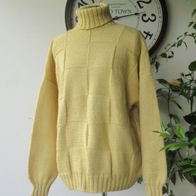 Herren Rollkragen Pullover Handarbeit Gr. 50 / 52 beige Wolle Woll Pulli Strick