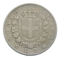 Italien Silber 2 Lire 1863 N-BN in Top Erhaltung, König Viktor Emanuel II..