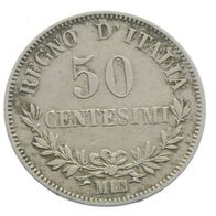 Italien Silber 50 Centesimi 1863 M-BN König Viktor Emanuel II..
