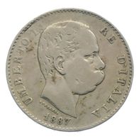 Italien Silber 1 Lira 1887 "König Umberto I."