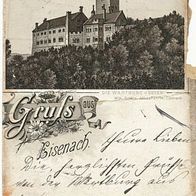 alte AK Gruß aus Eisenach vor 1900, Die Wartburg von Osten