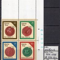 DDR 1988 Historische Siegel (II) Viererblock MiNr. 3156 - 3159 L postfrisch ER or BN3