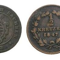Altdeutschland Lot 3 Kleinmünzen Baden, Sachsen und Frankfurt