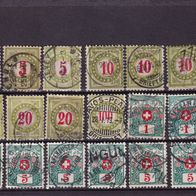 Schweiz Lot 18 Stck. Portomarken aus MiNr. 1-31 undurchsucht gest. M€ unbek. #929