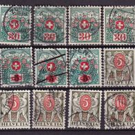 Schweiz Lot 18 Stck. Portomarken aus MiNr. 35-43 undurchsucht gest. M€ unbek. #897