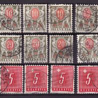 Schweiz Lot 18 Stck. Portomarken aus MiNr. 43-54 undurchsucht gest. M€ unbek. #729