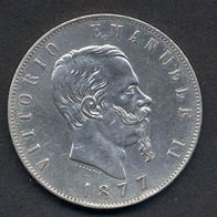 Italien Silber 5 Lire 1877 R "König Vittorio Emanuele II. (1861-1878) ss+