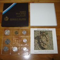 KMS San Marino 1974 mit 8 Münzen "Tiere 1. Ausgabe" mit 500 Lire SILBER