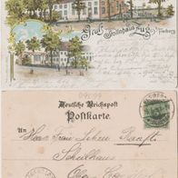 Freiberg-Sachsen-Litho-AK 1898 Gruss vom Stollnhaus Zug Erhaltung1