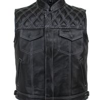 PAULGOS Motorradweste Lederweste Biker Kutte Clubweste Chopper Weste 100% Echtleder - BW11, Motorrad Waistcoat PAULGOS Motorradweste Lederweste Biker Kutte Clubweste Chopper Weste 100% Echtleder - BW11, Motorrad Waistcoat