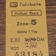 Deutsche Bundesbahn alte Fahrkarte Braunschweig 1989