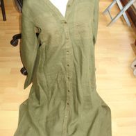 The fashion people Maxi Hemdblusen Kleid khaki 100% Leinen Gr 40