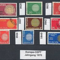 Europa-Gemeinschaftsausgaben (CEPT) 9 Werte aus Jahrgang 1970 o <