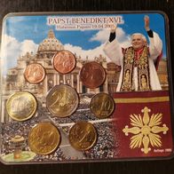 Deutschland : Papst Benedikt 2005 D Kursmünzensatz im Original Blister