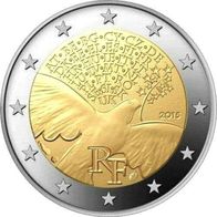 2 Euro Münze Frankreich Gedenkmünze Frieden IN EUROPA 2015 UNC/ BU