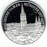 Silber Ulmer Münster Medaille größte Bürgerkirche der Welt 1977 Silber 1000 fein
