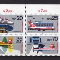 DDR 1980 25 Jahre Interflug Viererblock MiNr. 2516 - 2619 postfrisch Eckrand oli