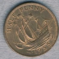 Großbritannien 1/2 Penny 1955