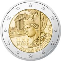 2 EURO Münze Gedenkmünze 100 JAHRE Republik Österreich AU