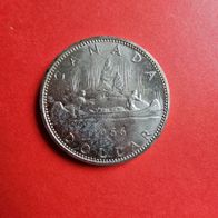 Kanada/Canada 1 Dollar 1966 Silber Indianerkanu (Voyageur Dollar)