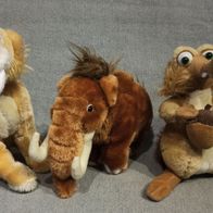 Ice Age - Plüschtiere - Eichhörnchen Scrat, Mammut Manni, Säbelzahntiger Diego