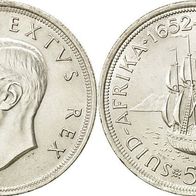Süd-Afrika Silber 5 Shillings 1952 "Georg VI. (1936-1952) Dromedaris