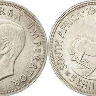 Süd-Afrika Springbock Silber 5 Shillings 1947 "Georg VI. (1936-1952)