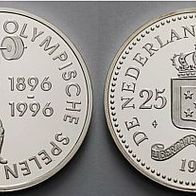 Niederländische Antillen Silber PP/ Proof 25 Gulden 1995 "Olympia-Gewichtheber) Rar