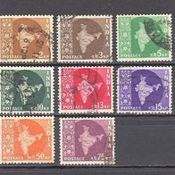 Indien, 1957, Mi. 259-271, 13 Briefm., gest