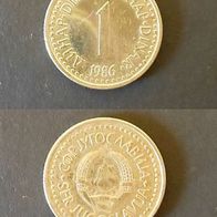 1 Dinar Münze Jugoslawien 1986