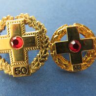 DRK Rot Kreuz 40 u. 50 Jahre 925 Silber Punze Brosche Anstecknadel